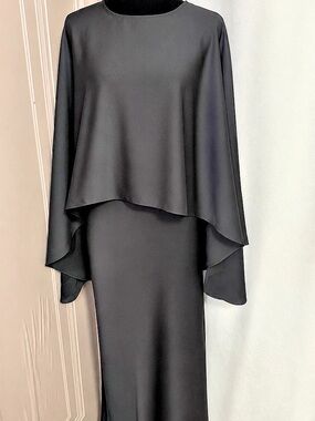 Black cape Maxi Dress